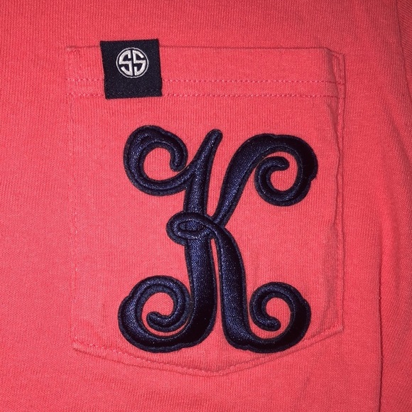 Simply Southern Shirt SZ Small Long Sleeve “K” Embroidery Peach Color - Picture 3 of 7